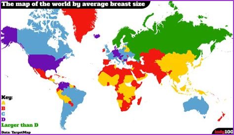 New map compares breast sizes around the world